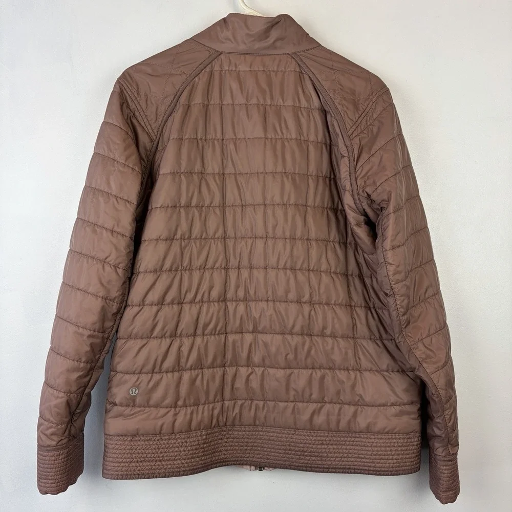 Lululemon The Bomb Bomber Reversible Jacket Womens 12 Bark Berry Rose Pink